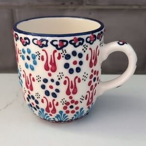 Hand Painted Turkish Floral Pattern Ceramic Mug